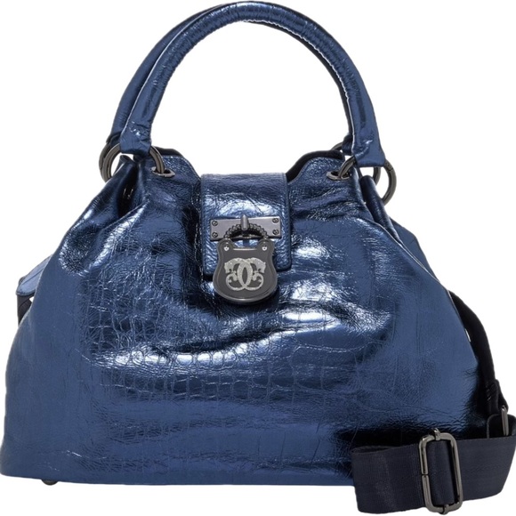 Sharif Legacy Croco Embossed Setosa Leather City Satchel - Picture 12 of 13